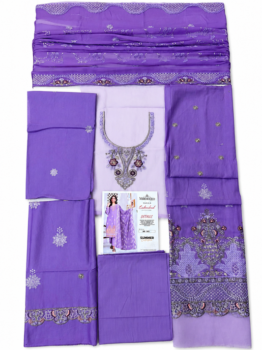 maria b lawn 3p with neck line with Shifon dupatta