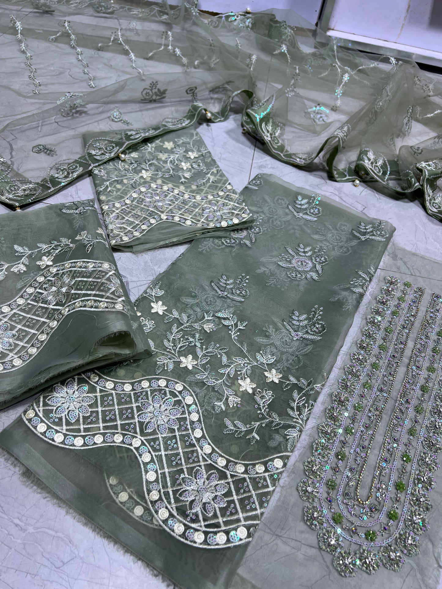 ELAF organza shirt net dupatta 2p