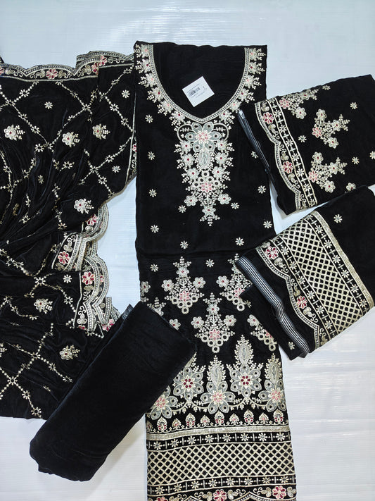 Micro Velvet Embroidered 3 Piece suit