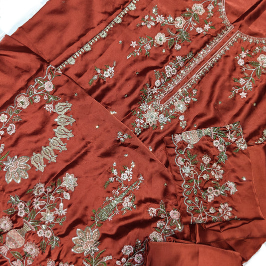 Ethnic silk embroidered 2 piece suit