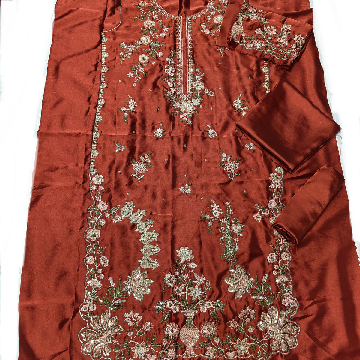 Ethnic silk embroidered 2 piece suit