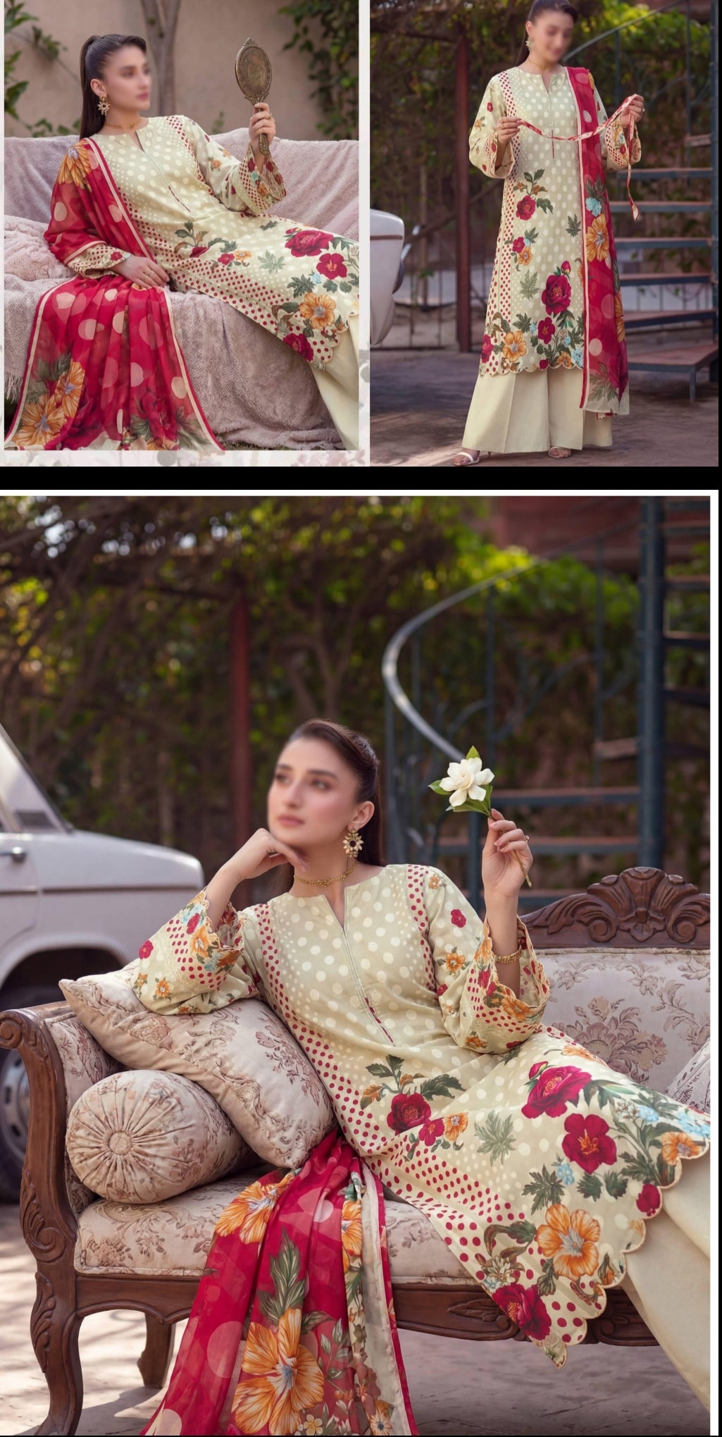 Fantak polka printed lawn 3p
