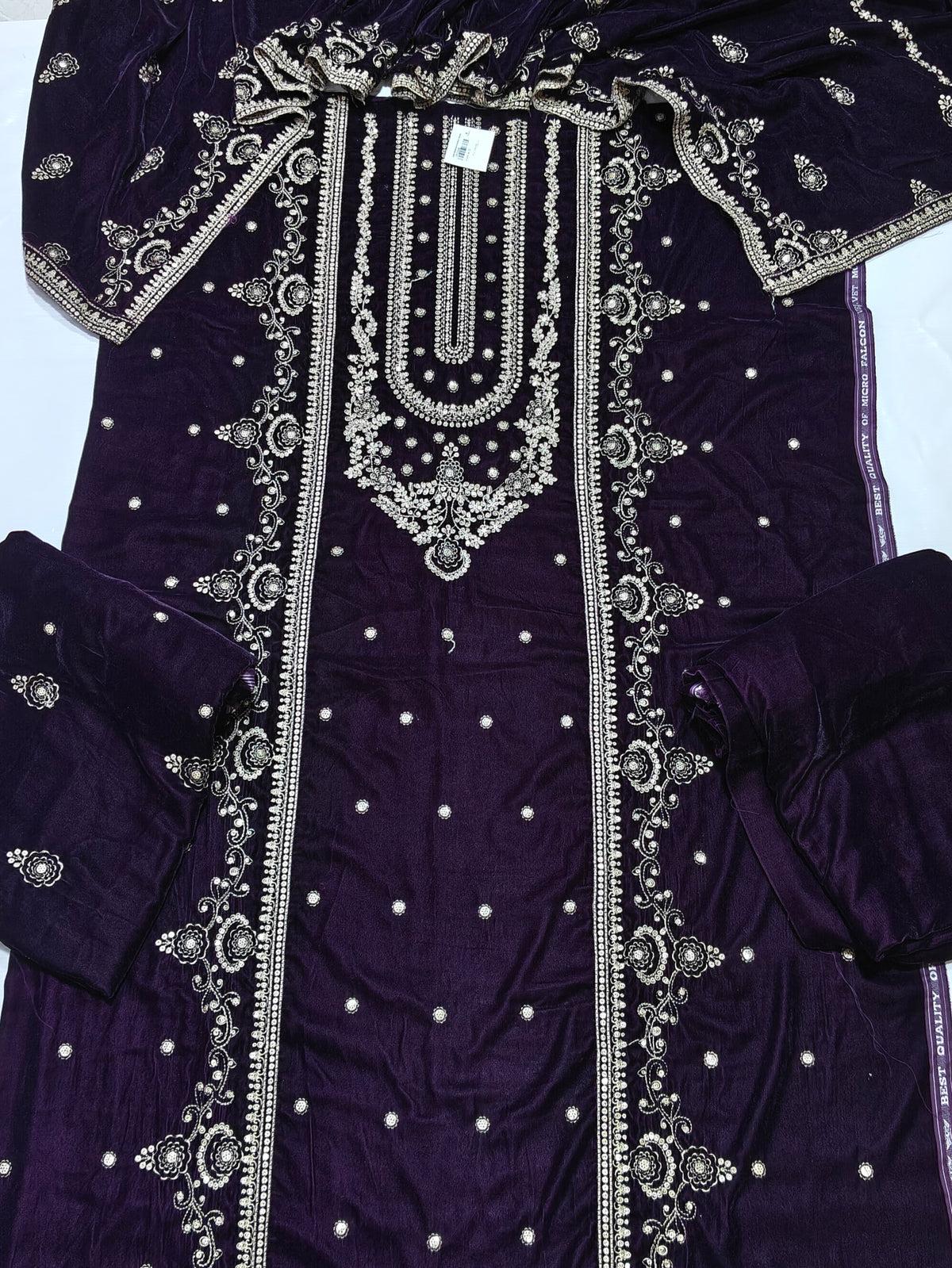 micro velvet embroidered 3Piece suit