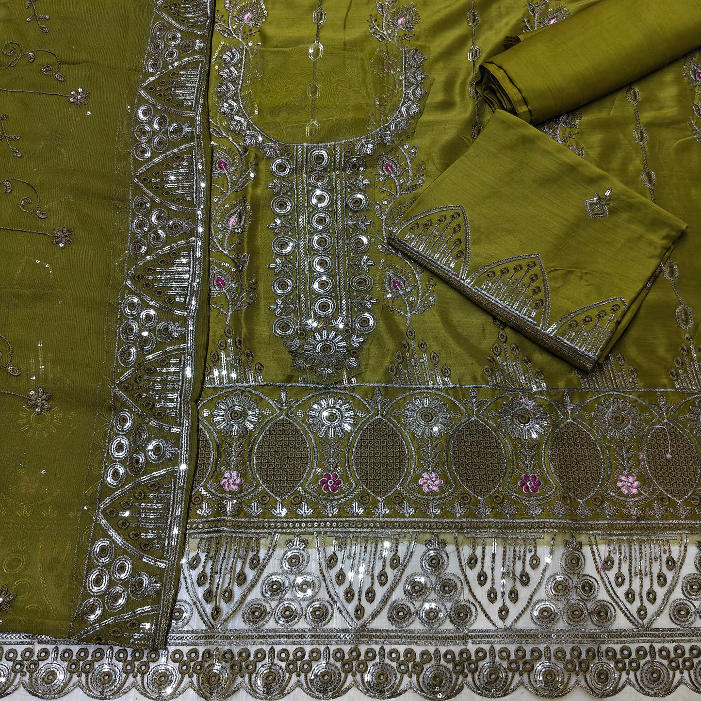 gulaal viscous embroidered 3 piece suit