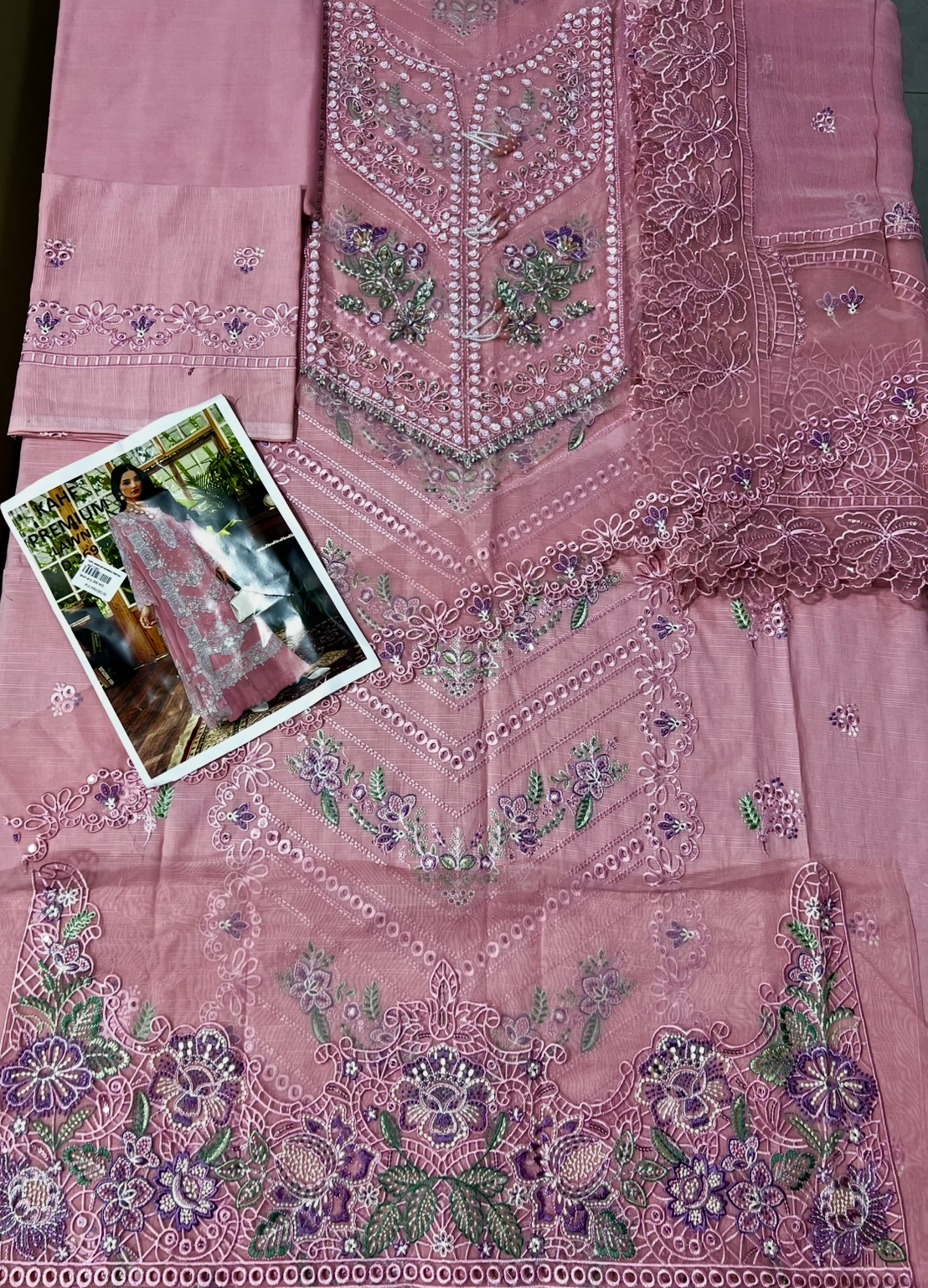 gulal fancy three piece lawn with patches ￼