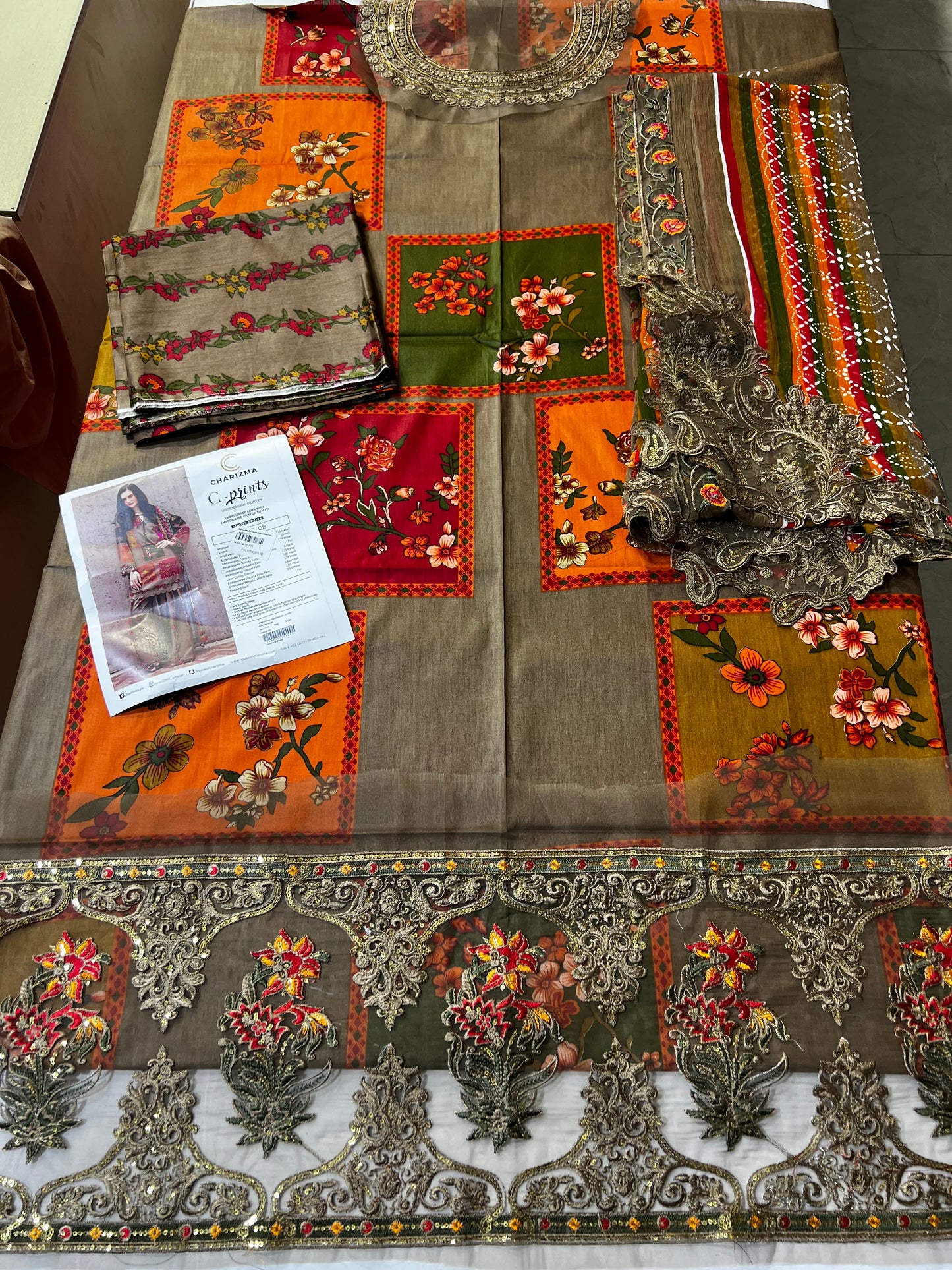 charizma 3p lawn shifon dupatta