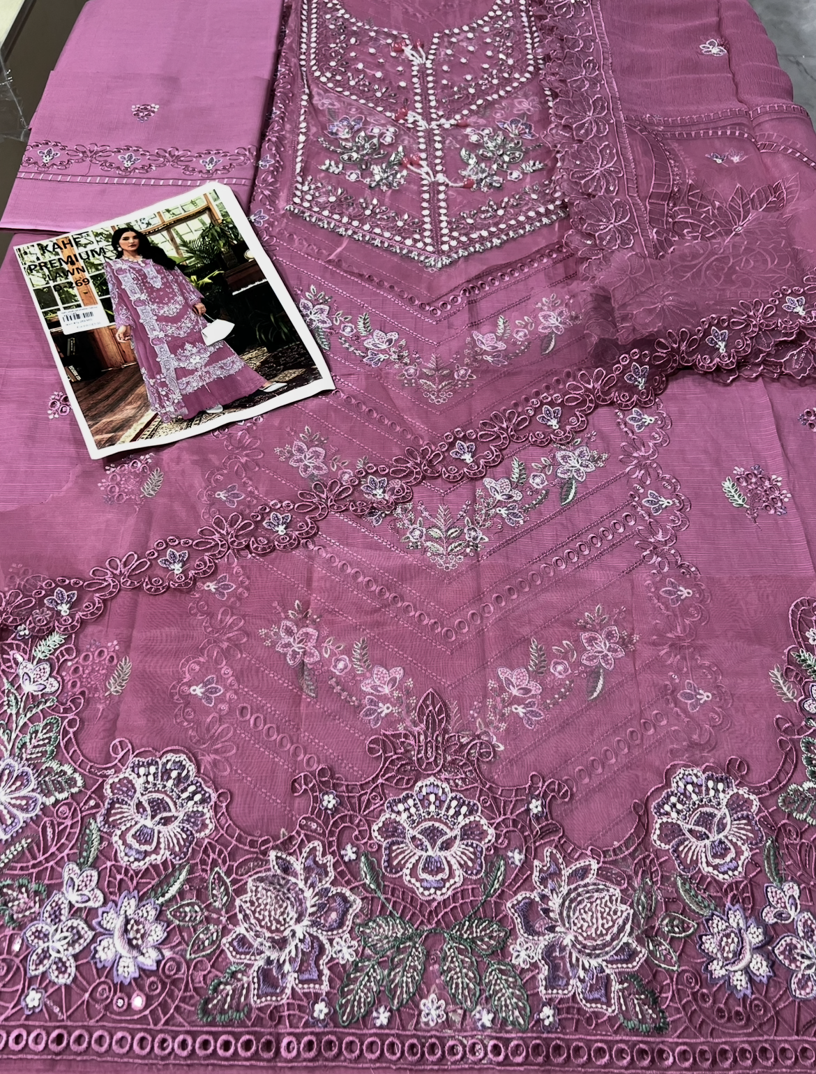 gulal fancy three piece lawn with patches ￼