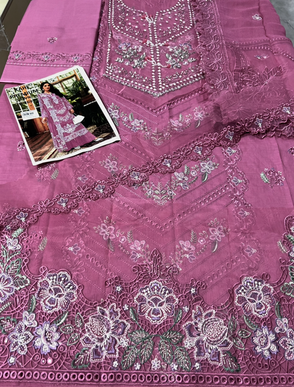 gulal fancy three piece lawn with patches ￼