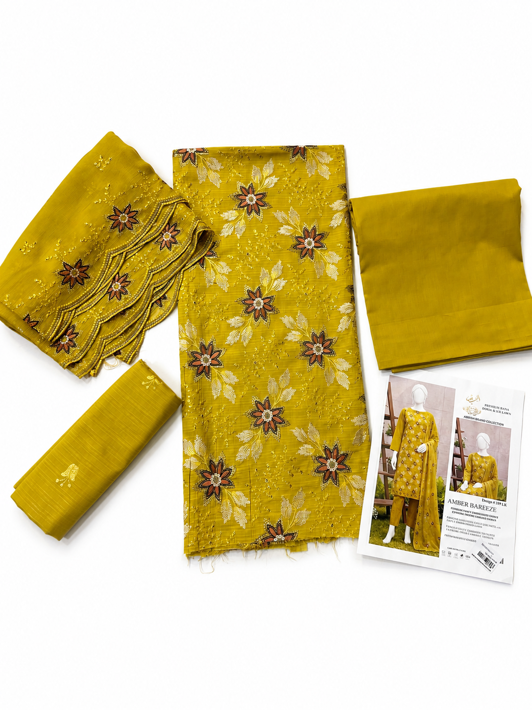 Abrish premium lawn 3p pure bambar dupatta