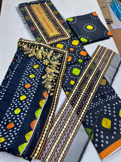 chunri 3p lawn black best saleing itam