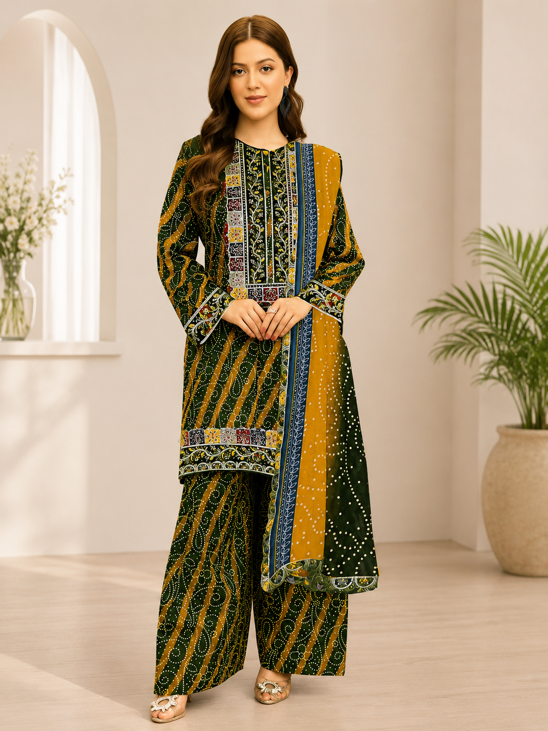 sahibas printed lawn with patches 3p