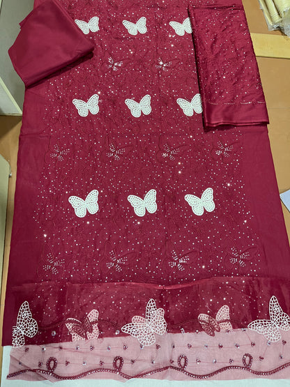 butterfly two piece lawn with patches ￼