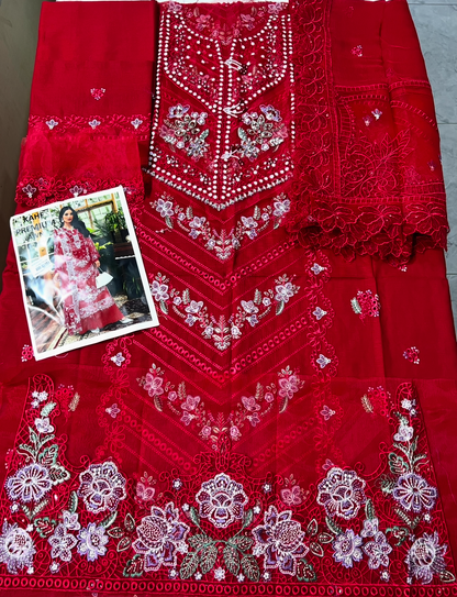 gulal fancy three piece lawn with patches ￼