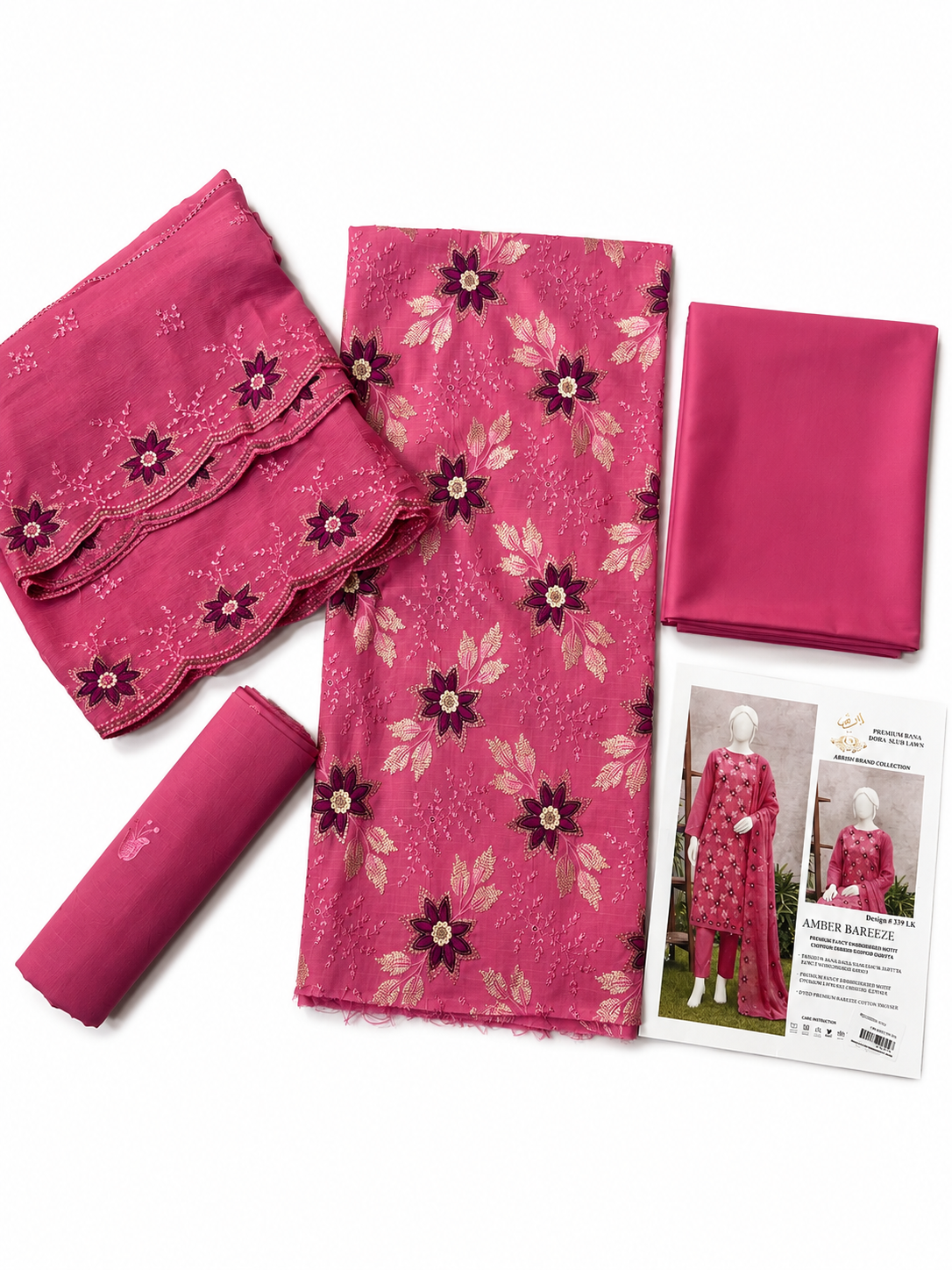 Abrish premium lawn 3p pure bambar dupatta