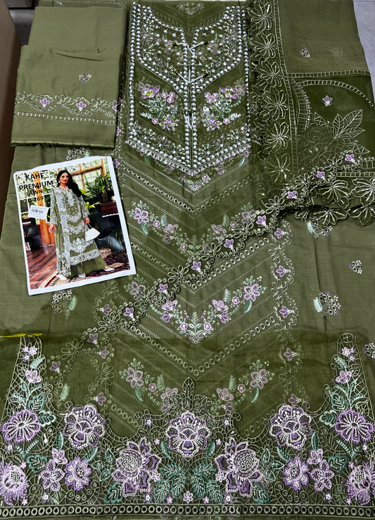 gulal fancy three piece lawn with patches ￼