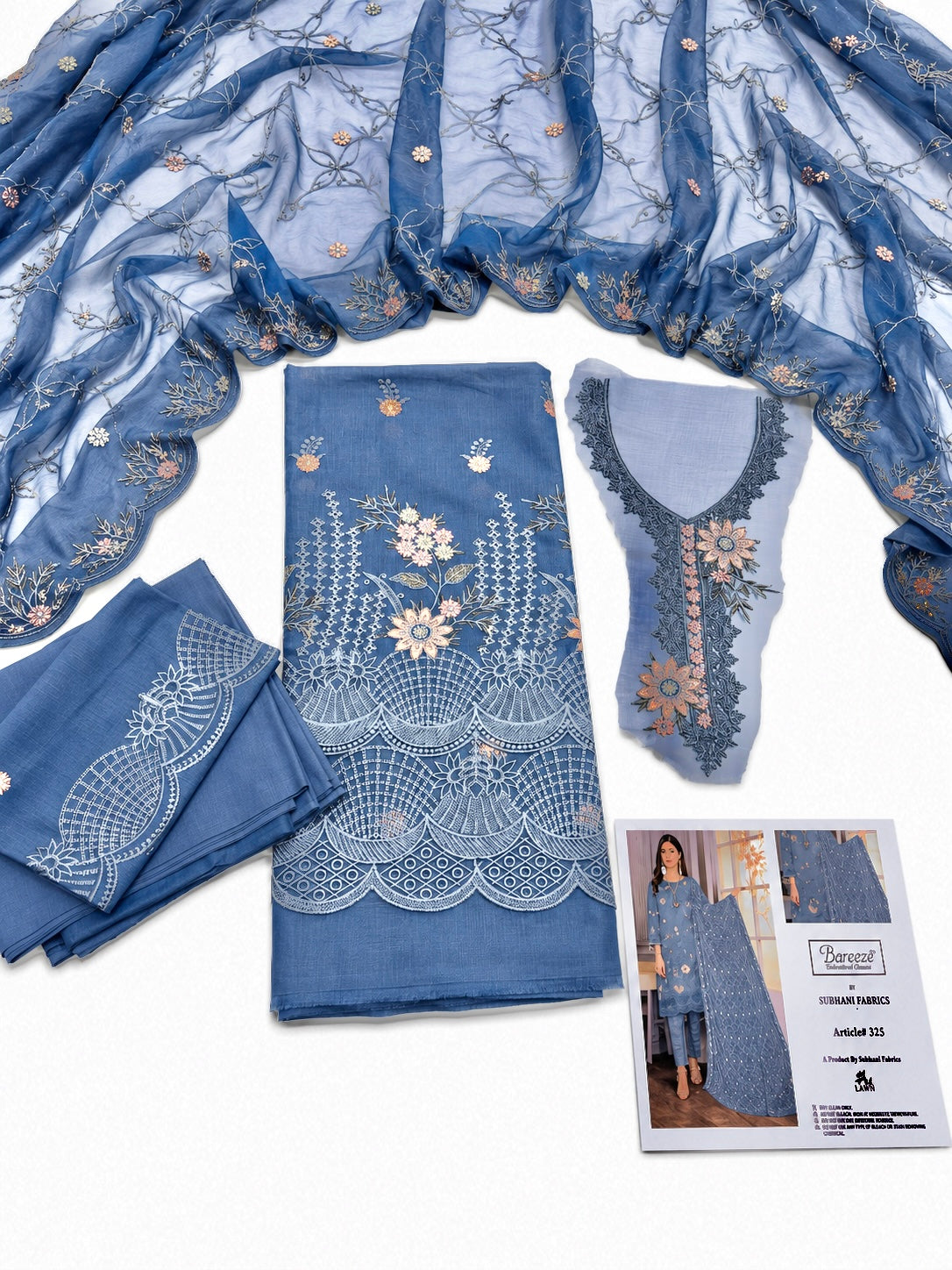 Bareeza lawn 3p with neckline patch