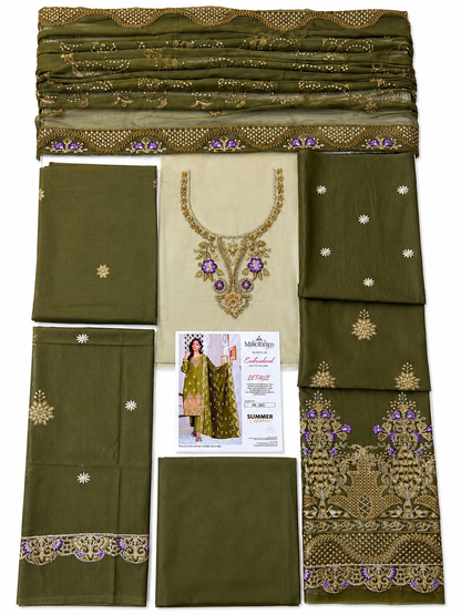 maria b lawn 3p with neck line with Shifon dupatta￼