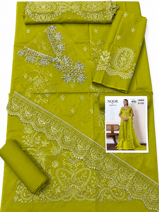 3p lawn Pure member shifon embroidered dupatta