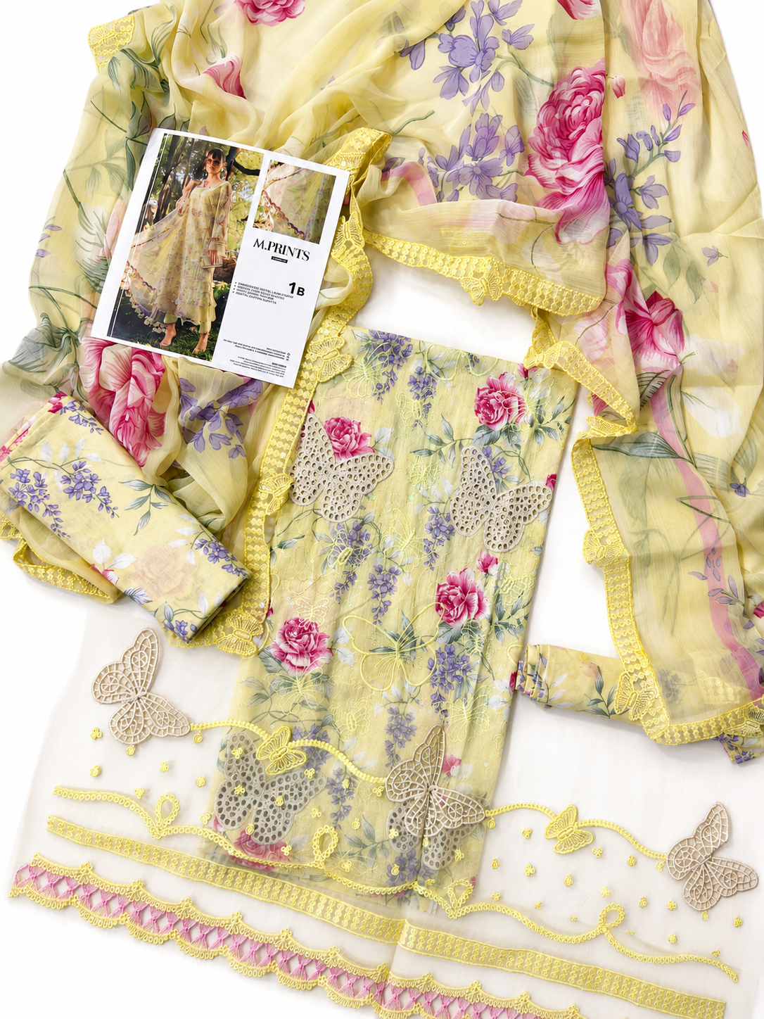 Butterfly 3p lawn  Chiffon dupatta
