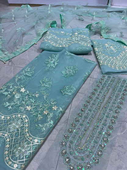 ELAF organza shirt net dupatta 2p