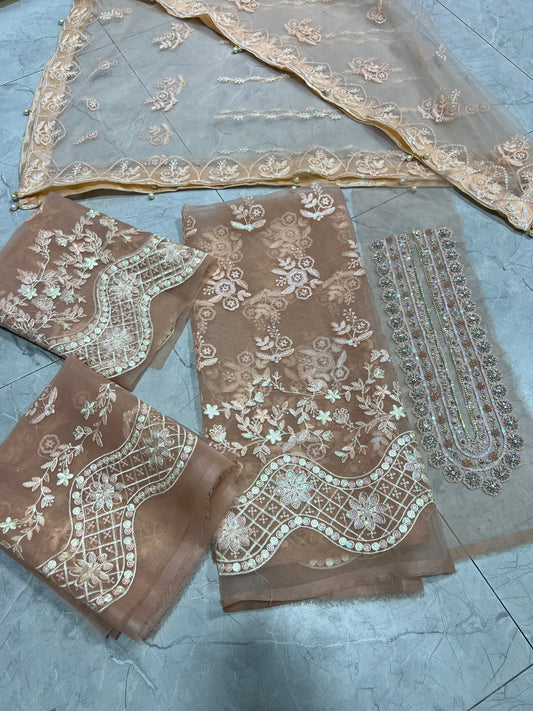 ELAF organza shirt net dupatta 2p