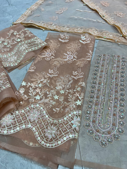 ELAF organza shirt net dupatta 2p