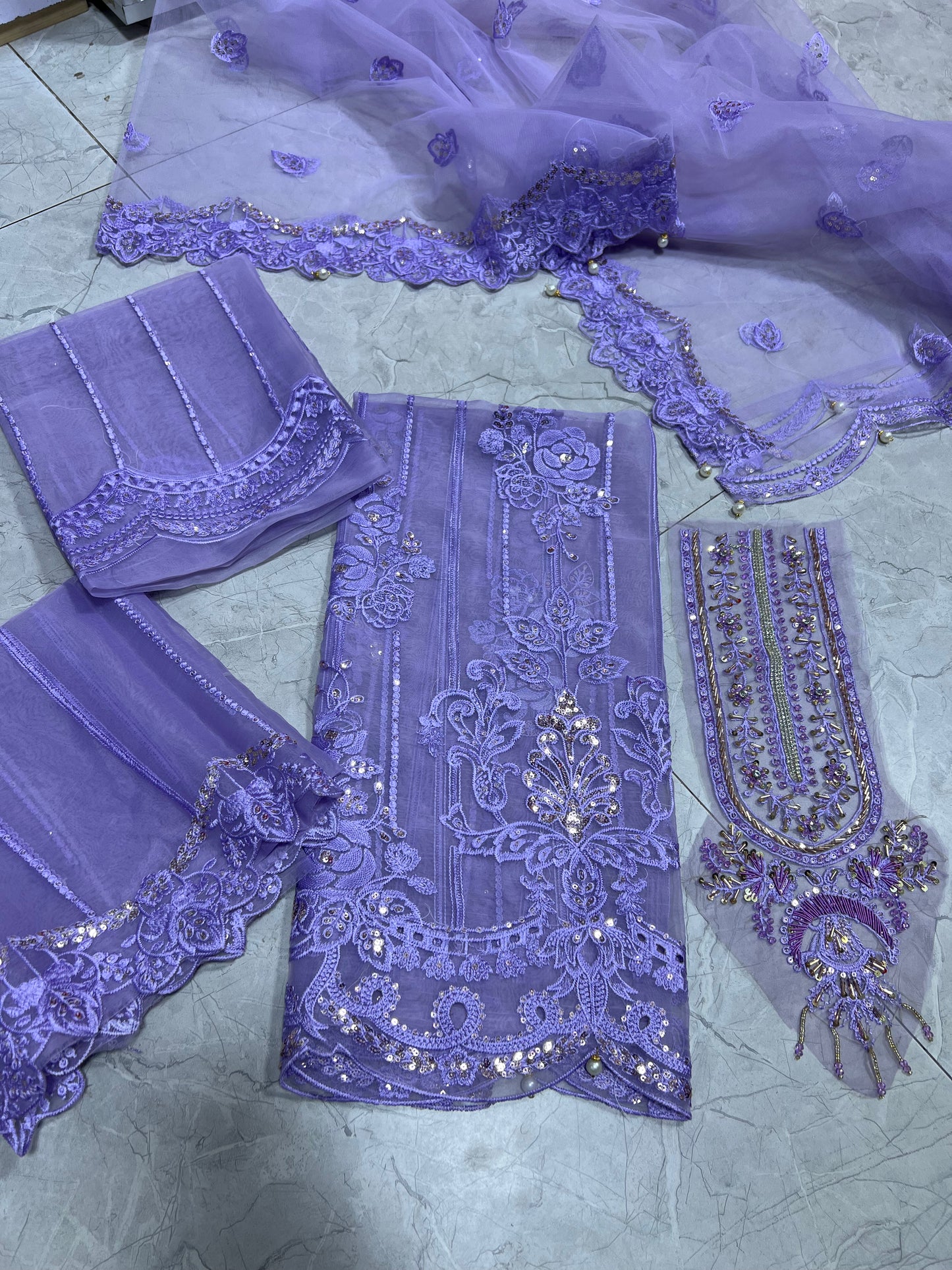 Elaf 2 organza shirt net dupatta 2p