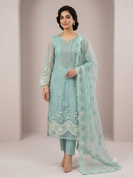ELAF organza shirt net dupatta 2p