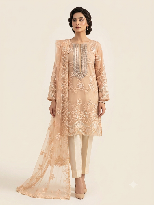 ELAF organza shirt net dupatta 2p