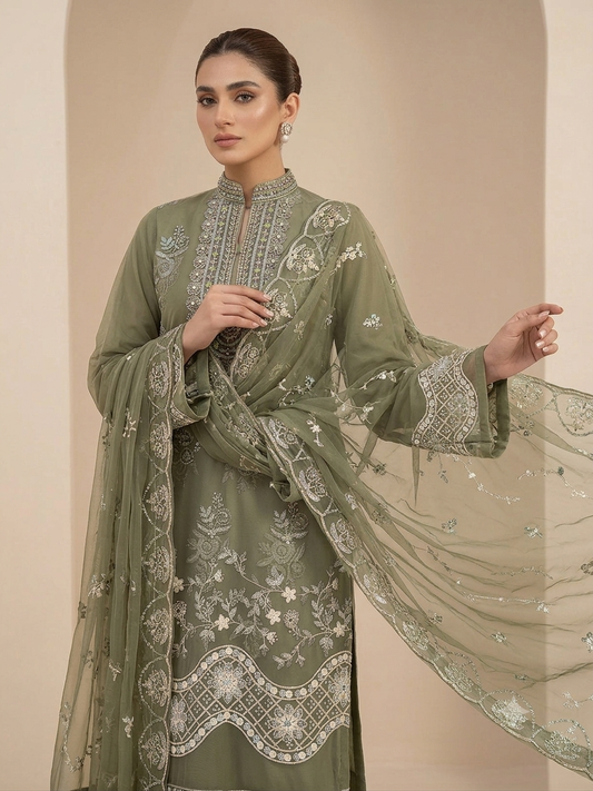 ELAF organza shirt net dupatta 2p