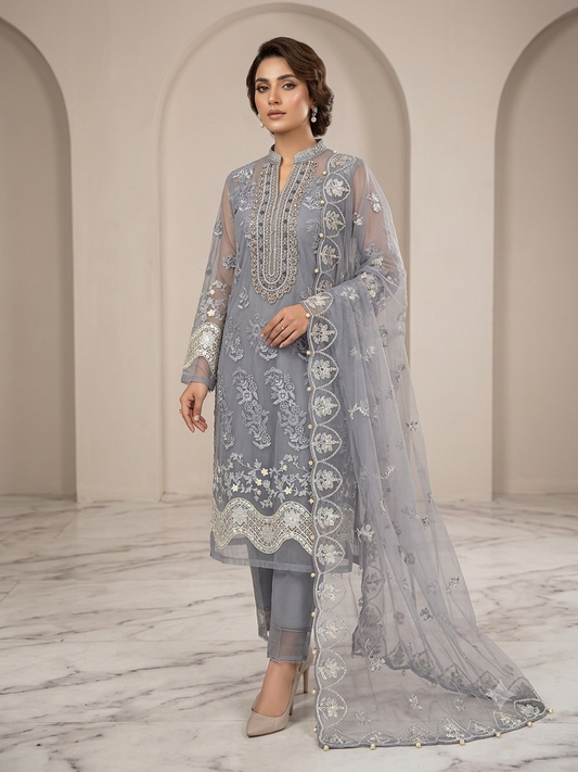 ELAF organza shirt net dupatta 2p