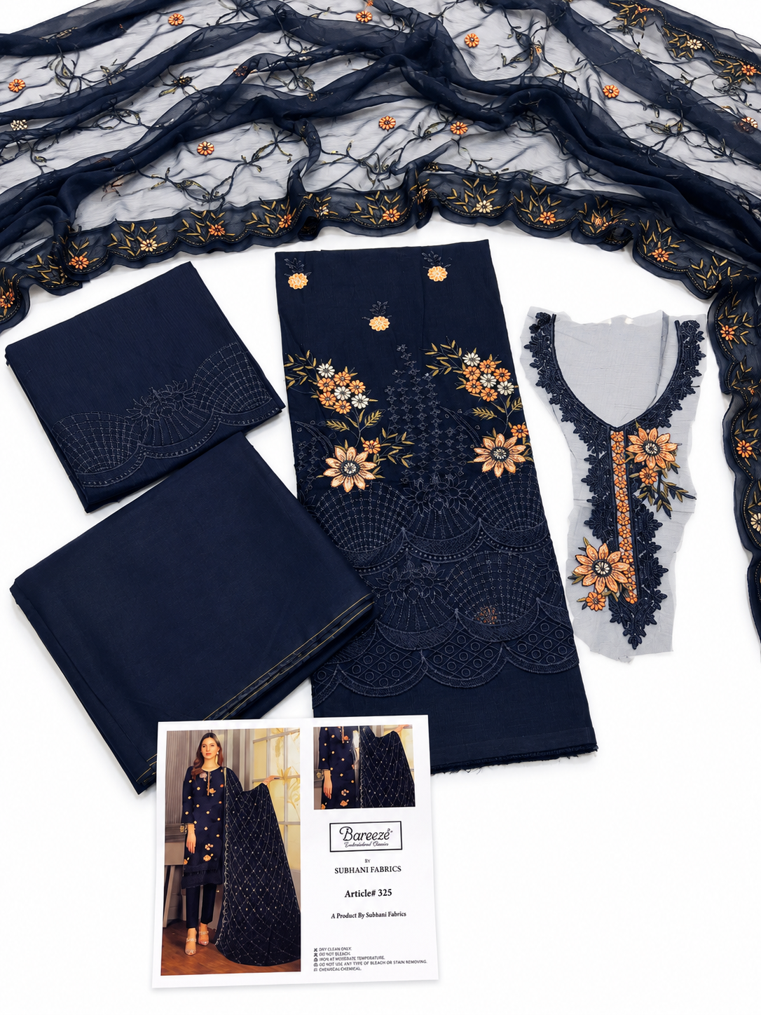 Bareeza lawn 3p with neckline patch