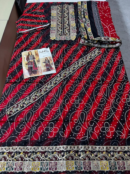 Sahibas chunri Lawn  Chiffon dupatta