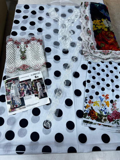 Maria B polka lawn  Chiffon dupatta