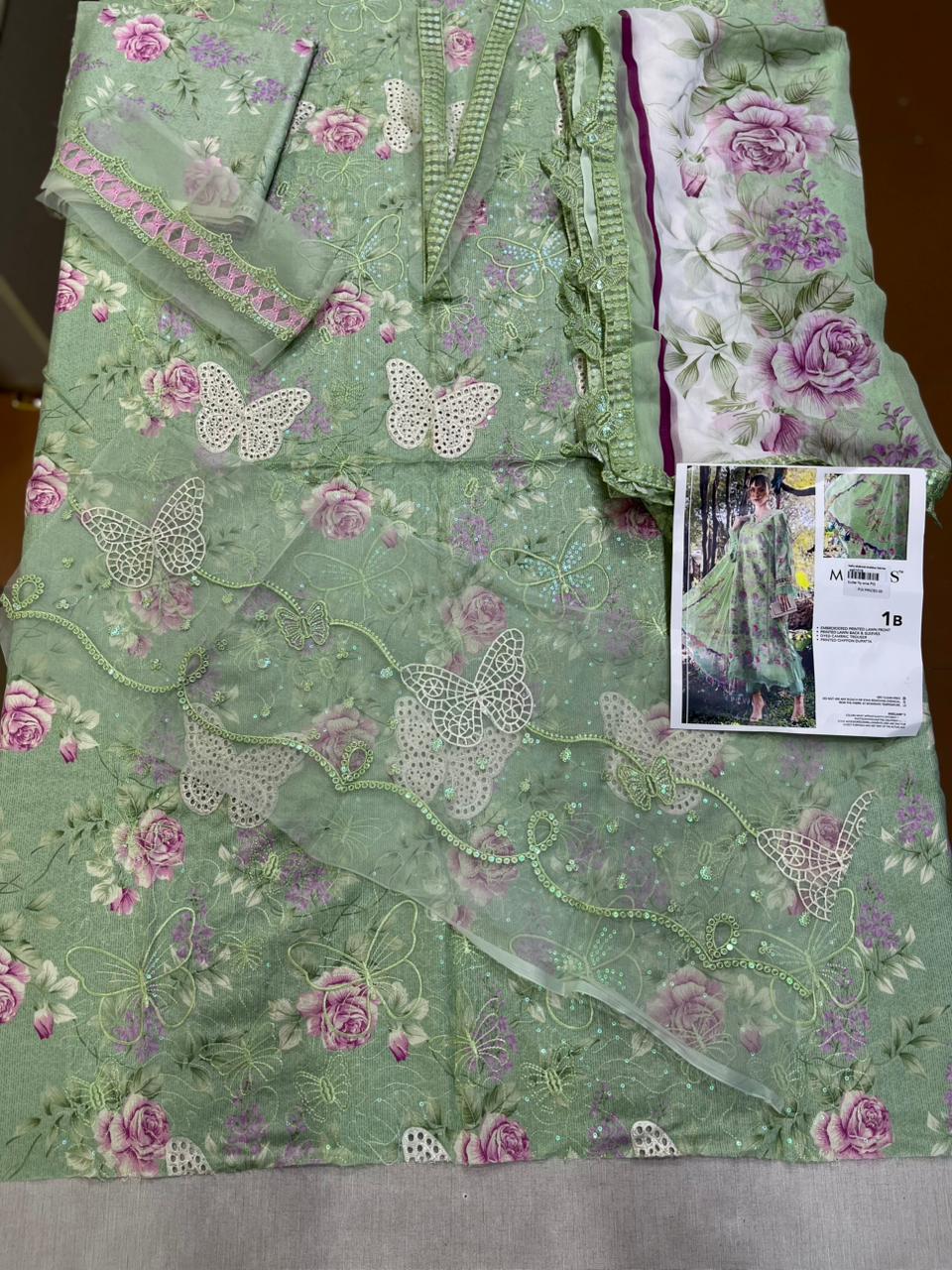 Butterfly 3p lawn  Chiffon dupatta