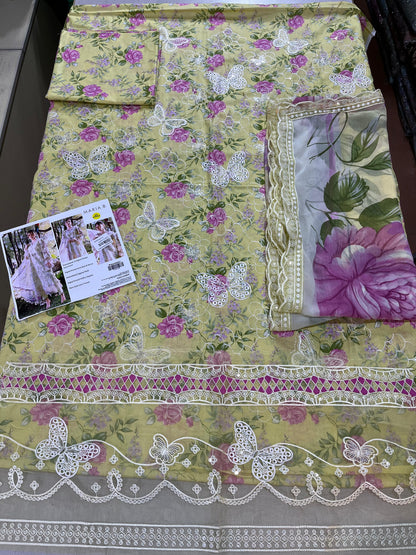 Butterfly 3p lawn  Chiffon dupatta