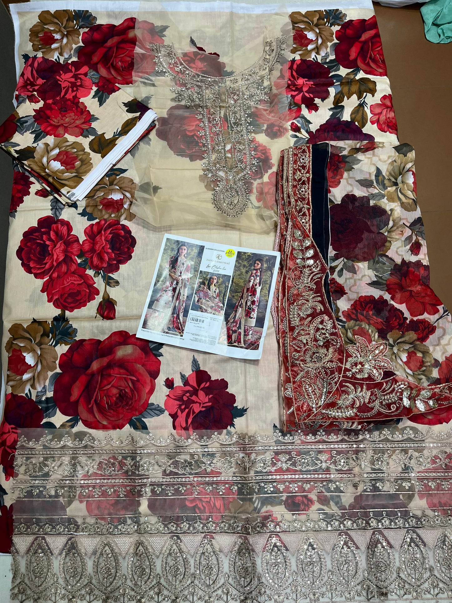 Zainab chottani  3p lawn chiffon dupatta
