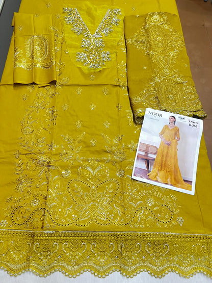 3p lawn Pure member shifon embroidered dupatta
