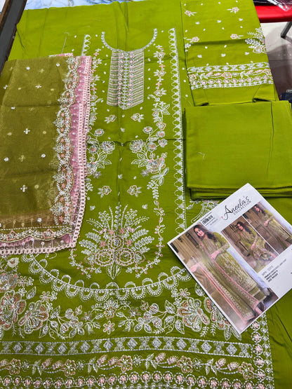 Aneelas 3p lawn Khadi net dupatta
