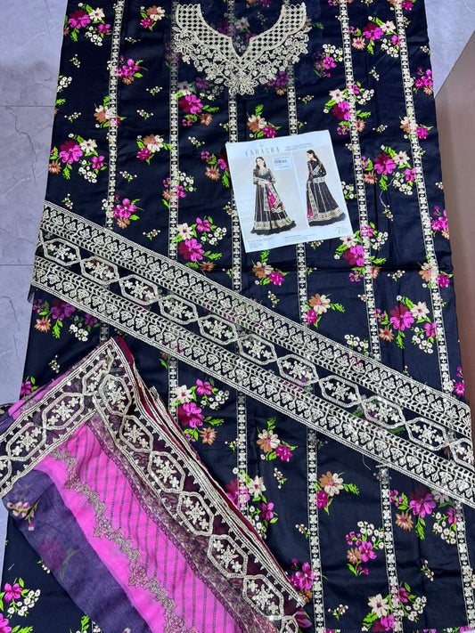 Farasha 3p lawn  Chiffon for patti dupatta