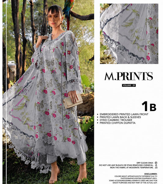 butterfly three piece lawn with patches ￼