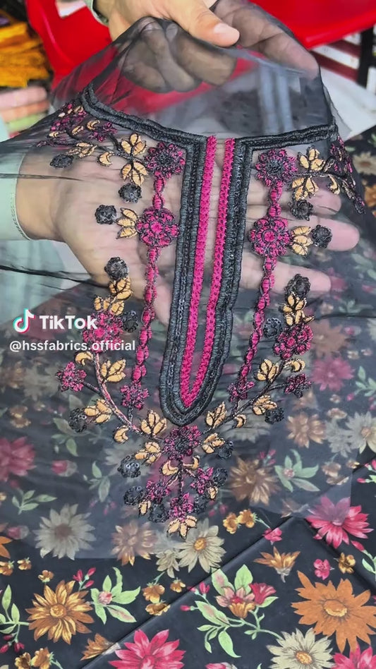 farasha ￼three piece lawn suit with patches