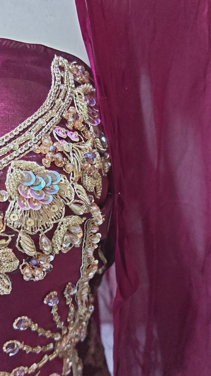 luxury pure silk hand embellished 3 piece suit