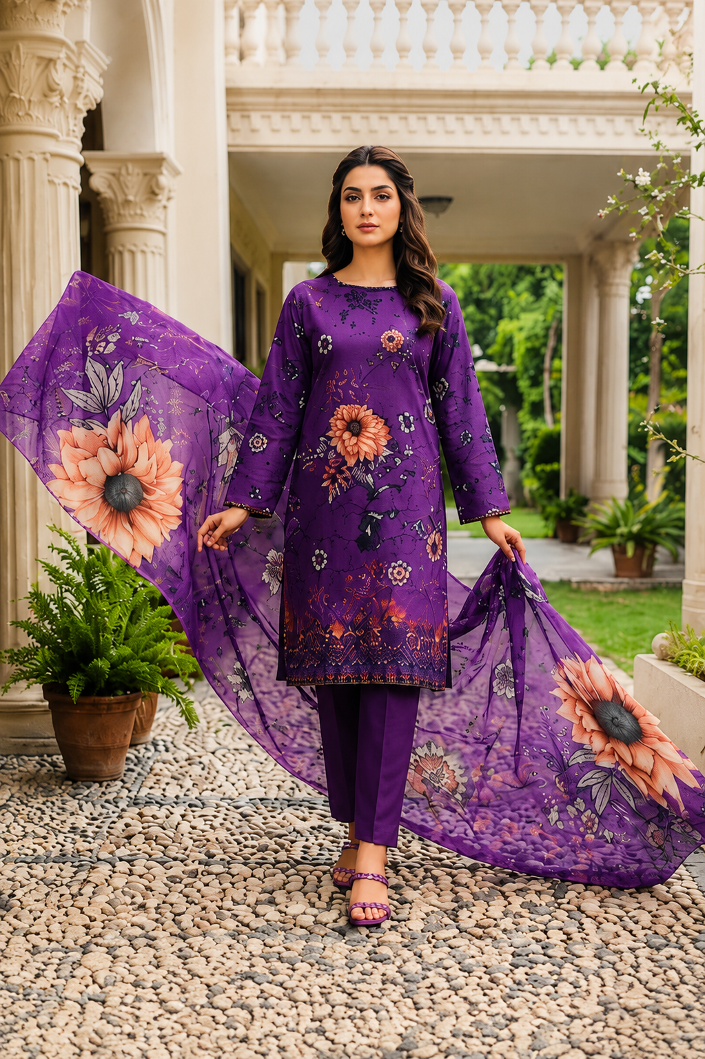 Zahra digital premium lawn 3 piece suit