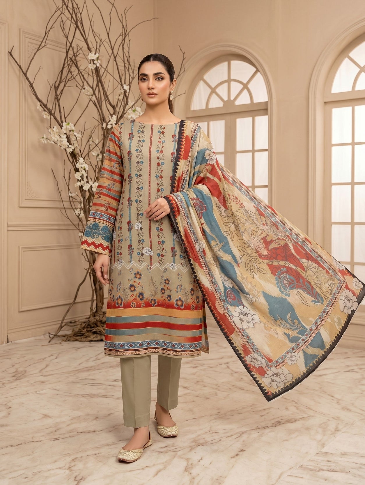 HSS Premium print lawn 3 piece suit