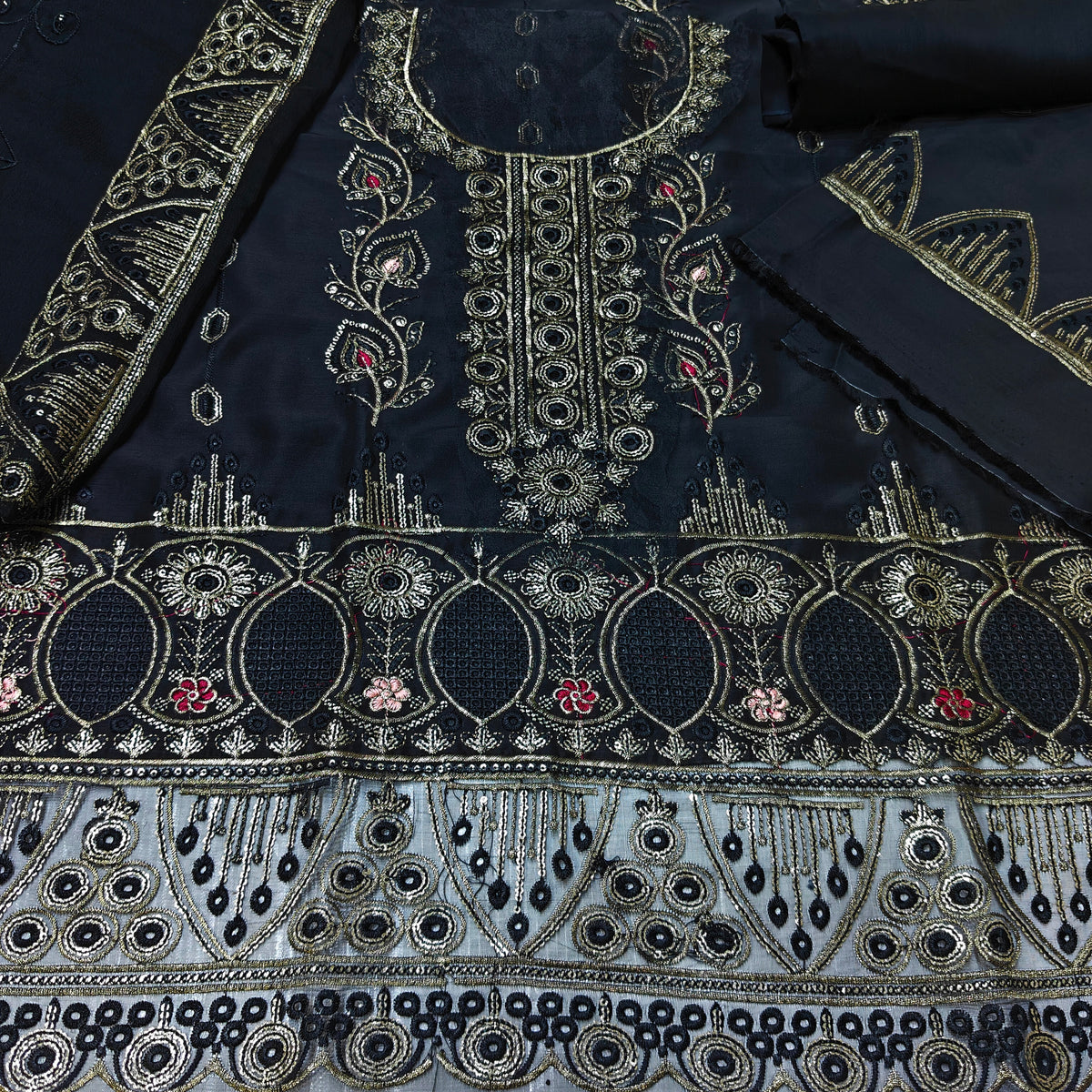 gulaal embroidered 3 piece suit