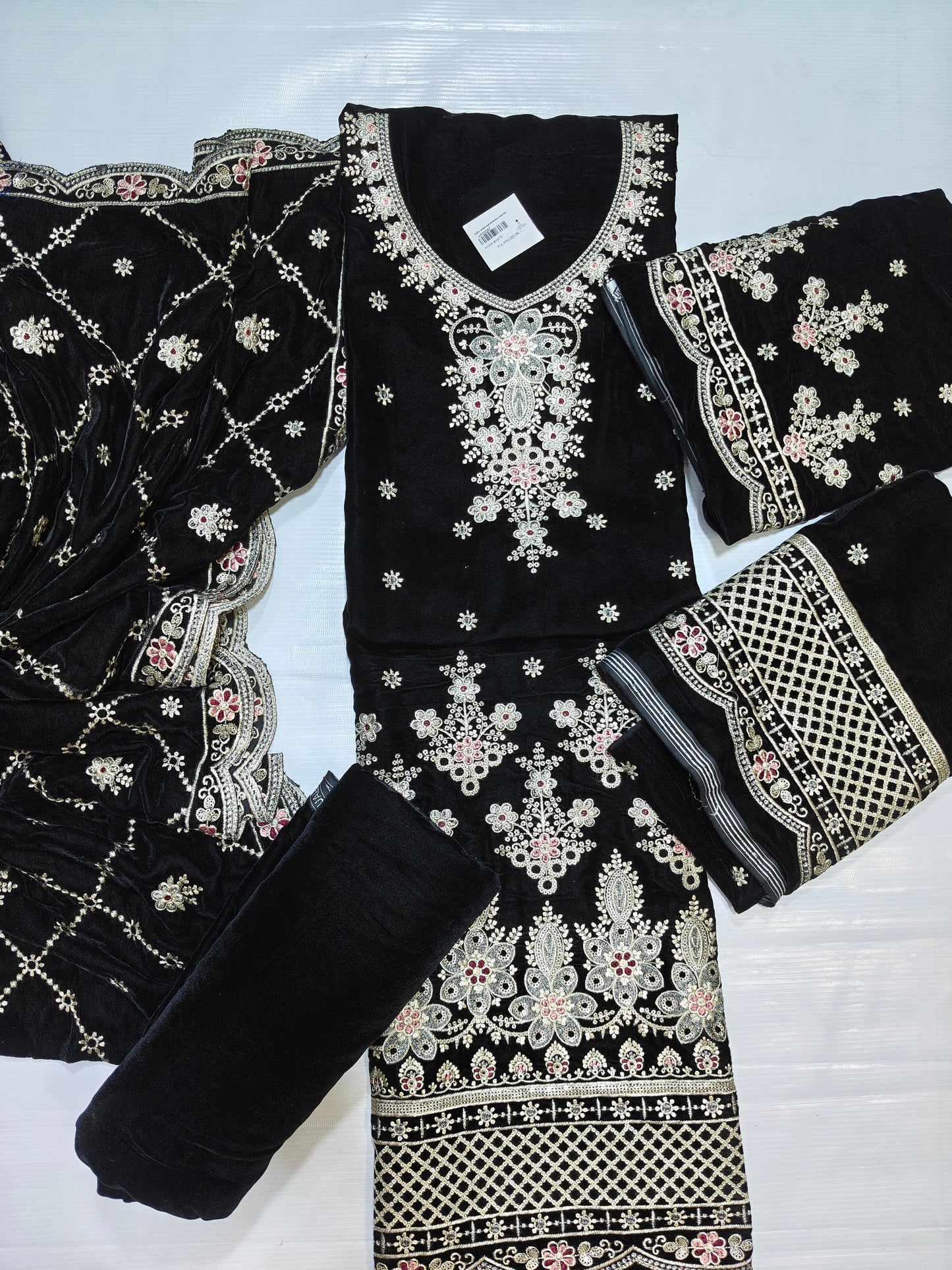 Micro Velvet Embroidered 3 Piece suit