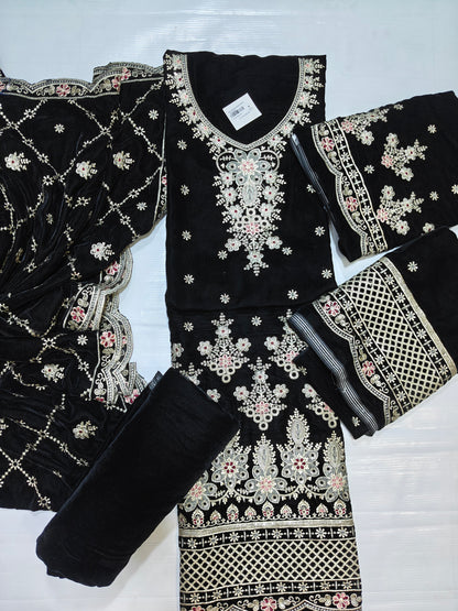 Micro Velvet Embroidered 3 Piece suit