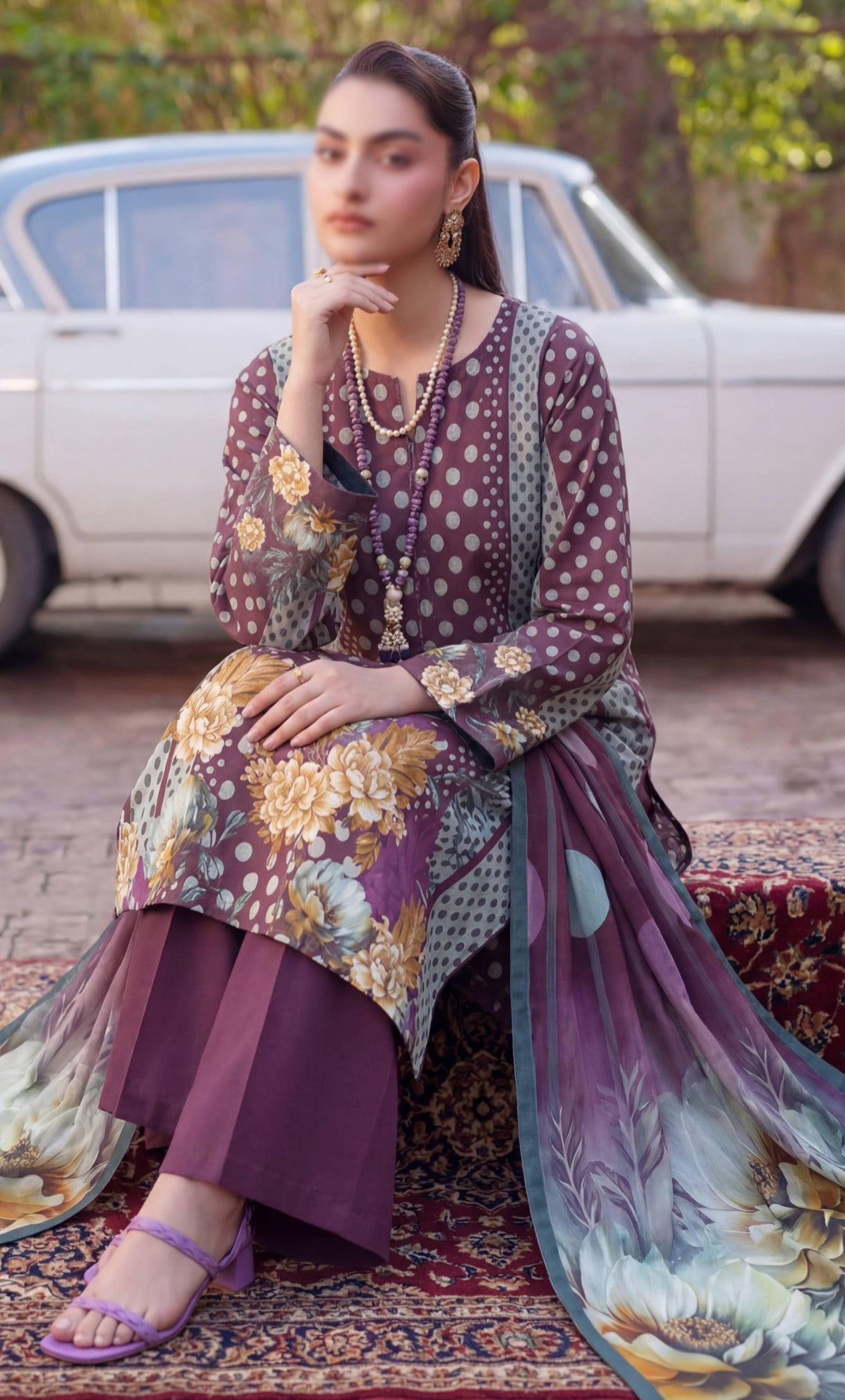 Fantak polka printed lawn 3p
