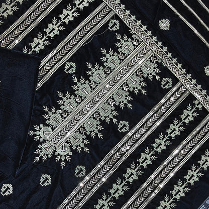 micro velvet embroidered 3Piece suit